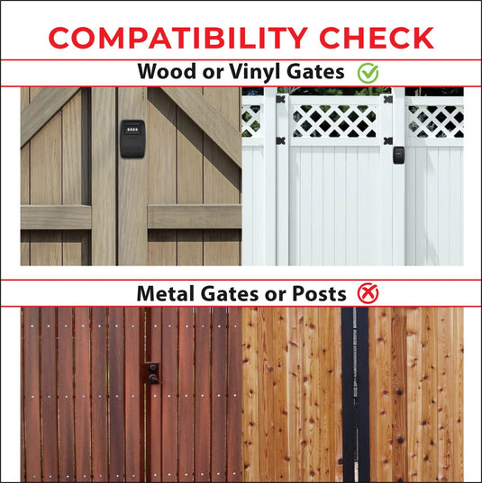 Yardlock GATELOCK XLB – All-in-One Keyless Combination Gate Lock System with Weatherproof Housing and Latch for Outdoor Wood, Vinyl, and Metal Gates - Is it compatible