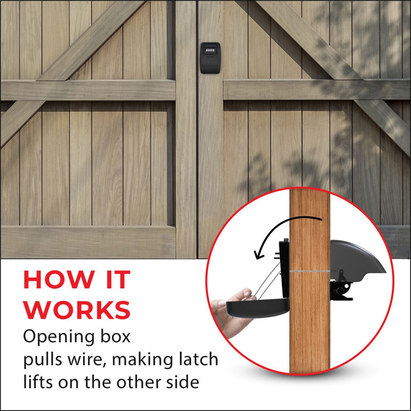 Load image into Gallery viewer, Yardlock GATELOCK XLB – All-in-One Keyless Combination Gate Lock System with Weatherproof Housing and Latch for Outdoor Wood, Vinyl, and Metal Gates - Working